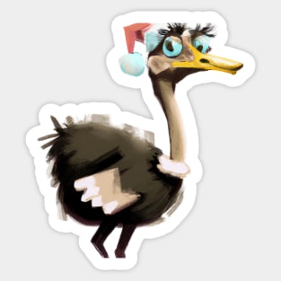 Cute Ostrich Drawing Sticker